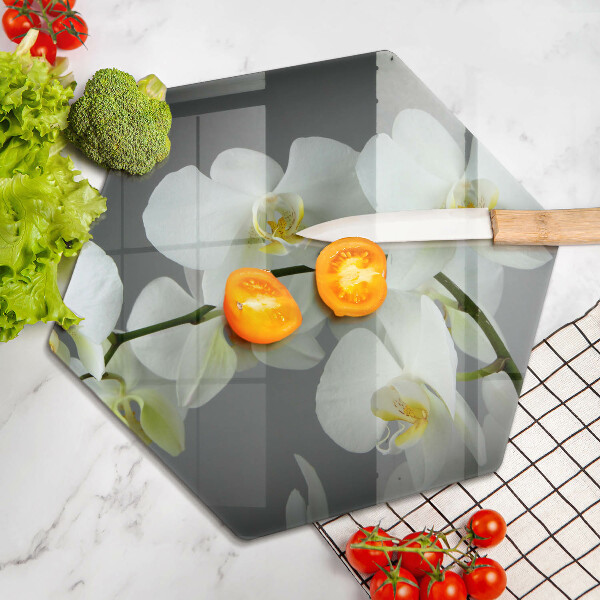 Skleněná deska do kuchyně Bílé květy orchidejí