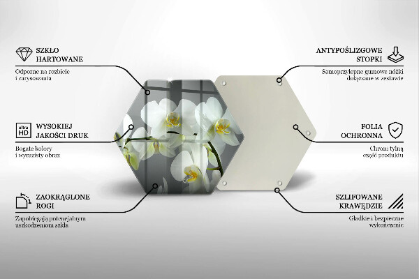 Skleněná deska do kuchyně Bílé květy orchidejí