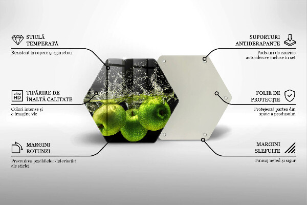 Skleněná deska do kuchyně Zelená jablka a voda