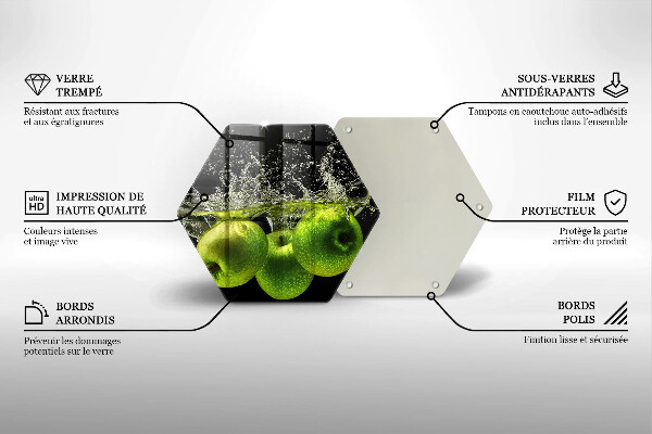 Skleněná deska do kuchyně Zelená jablka a voda