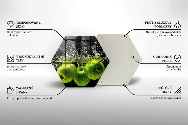 Skleněná deska do kuchyně Zelená jablka a voda