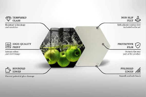 Skleněná deska do kuchyně Zelená jablka a voda