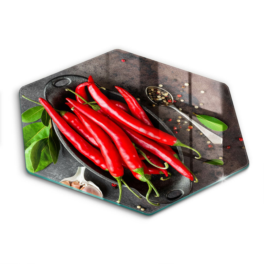 Skleněná deska do kuchyně Červené chilli papričky