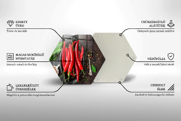 Skleněná deska do kuchyně Červené chilli papričky