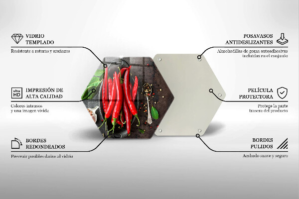 Skleněná deska do kuchyně Červené chilli papričky