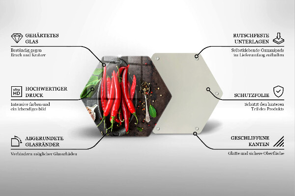 Skleněná deska do kuchyně Červené chilli papričky