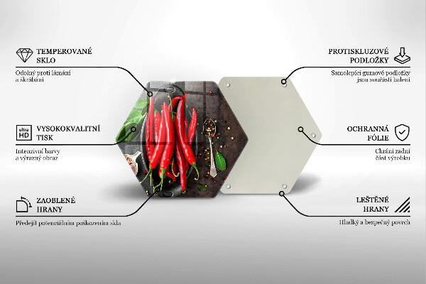 Skleněná deska do kuchyně Červené chilli papričky