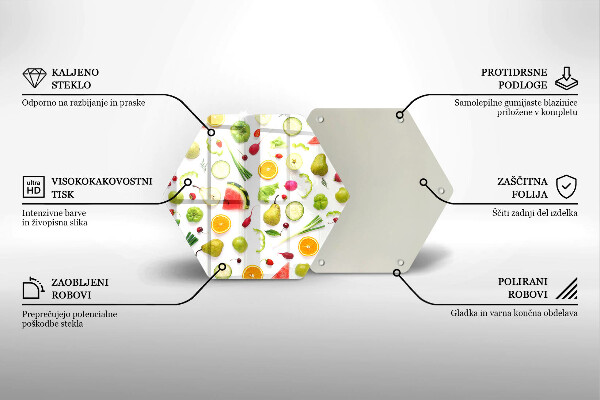 Skleněná krájecí deska Vzor ovoce a zeleniny