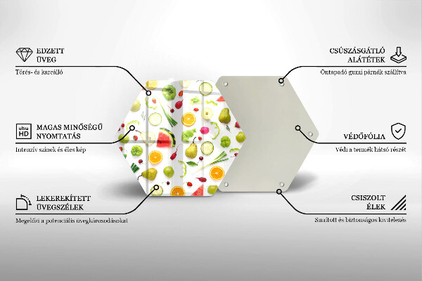 Skleněná krájecí deska Vzor ovoce a zeleniny