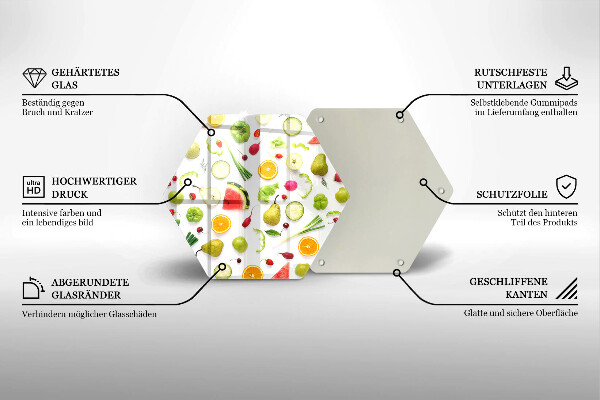 Skleněná krájecí deska Vzor ovoce a zeleniny