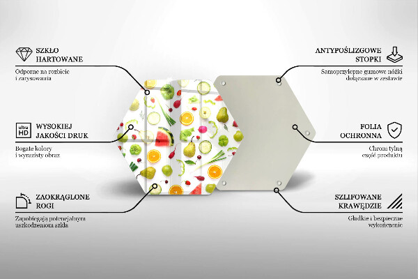 Skleněná krájecí deska Vzor ovoce a zeleniny