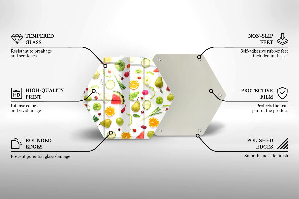 Skleněná krájecí deska Vzor ovoce a zeleniny