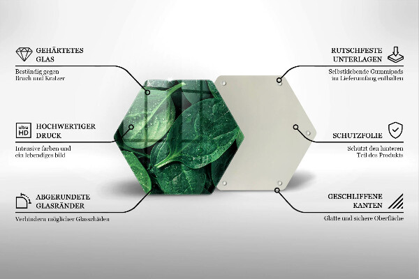 Skleněná krájecí deska Listy bazalky