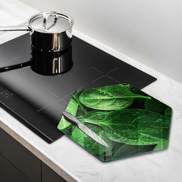 Skleněná krájecí deska Listy bazalky