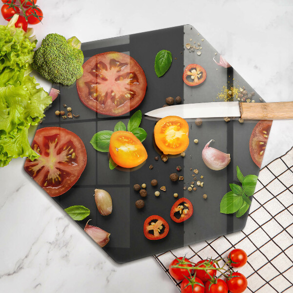 Skleněná krájecí deska Rajčata a koření