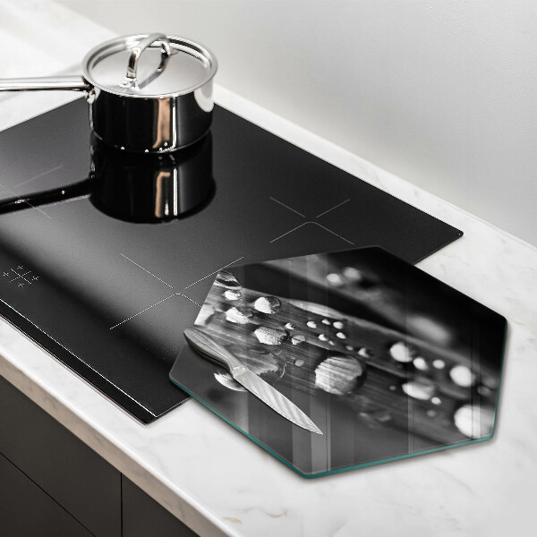 Skleněná krájecí deska Kapky rosy na listech