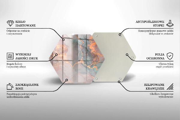 Skleněná krájecí deska Mramor se zlatem