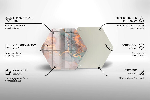 Skleněná krájecí deska Mramor se zlatem