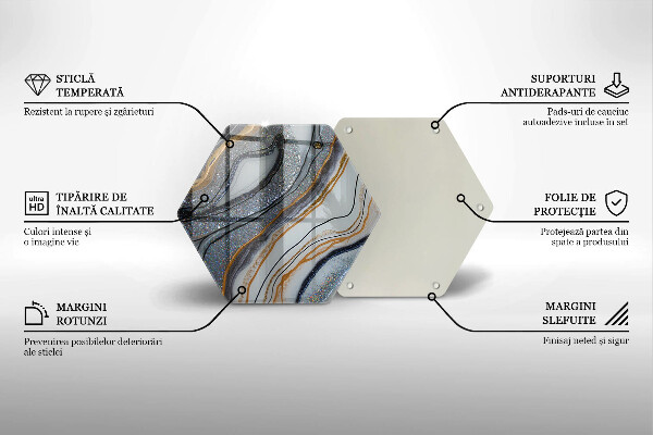 Skleněná deska do kuchyně Skála se zlatem