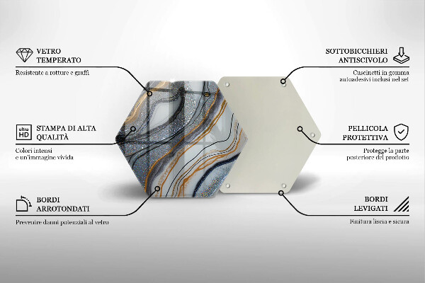 Skleněná deska do kuchyně Skála se zlatem