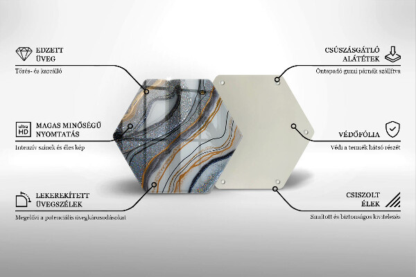 Skleněná deska do kuchyně Skála se zlatem