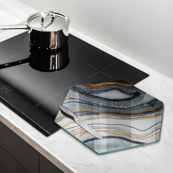 Skleněná deska do kuchyně Skála se zlatem