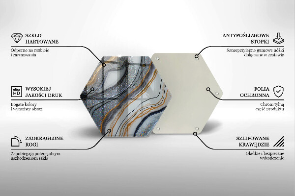 Skleněná deska do kuchyně Skála se zlatem