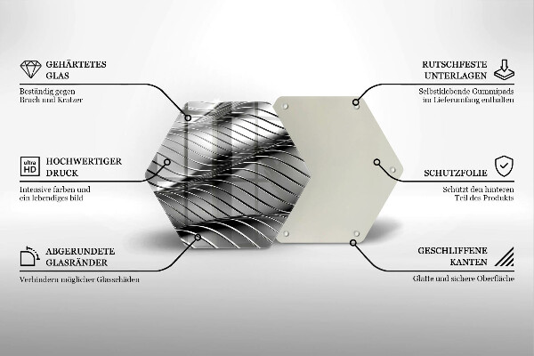 Skleněná deska do kuchyně 3d kovová konstrukce