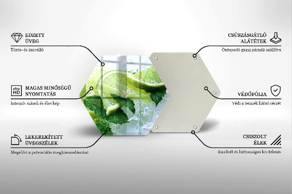 Skleněná krájecí deska Limetková máta a led