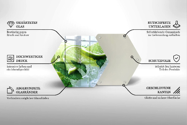 Skleněná krájecí deska Limetková máta a led