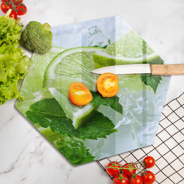 Skleněná krájecí deska Limetková máta a led