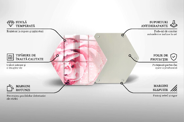 Skleněná krájecí deska Kapky rosy a květ růže