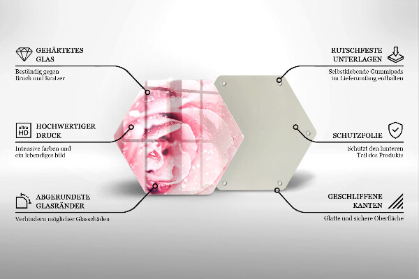 Skleněná krájecí deska Kapky rosy a květ růže