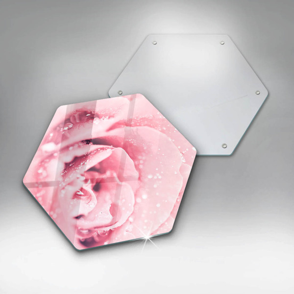 Skleněná krájecí deska Kapky rosy a květ růže