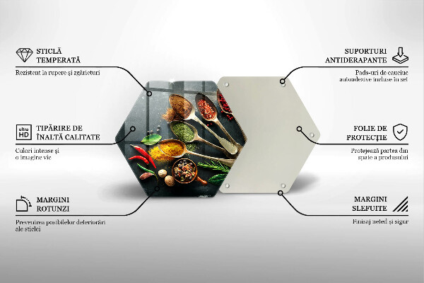 Skleněná krájecí deska Kuchyňské lžíce koření