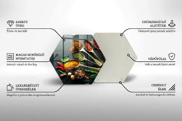 Skleněná krájecí deska Kuchyňské lžíce koření