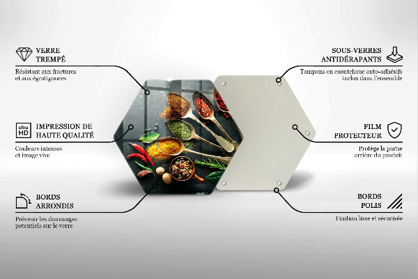 Skleněná krájecí deska Kuchyňské lžíce koření