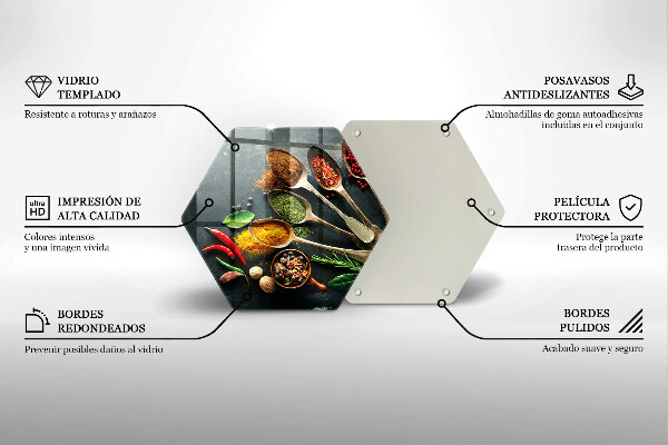 Skleněná krájecí deska Kuchyňské lžíce koření