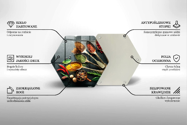 Skleněná krájecí deska Kuchyňské lžíce koření