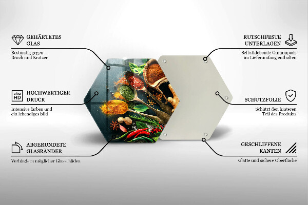 Skleněná krájecí deska Kuchyňské lžíce na koření