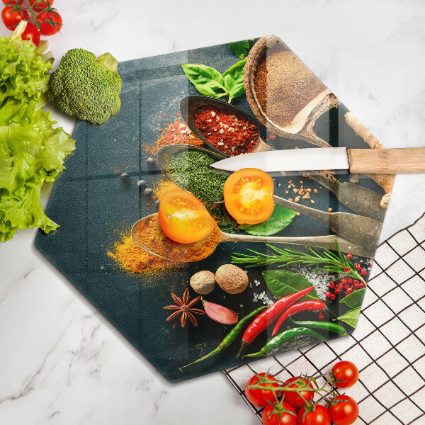 Skleněná krájecí deska Kuchyňské lžíce na koření