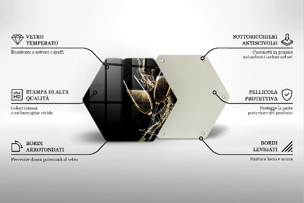 Skleněná krájecí deska Sklenice šampaňského