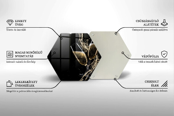 Skleněná krájecí deska Sklenice šampaňského