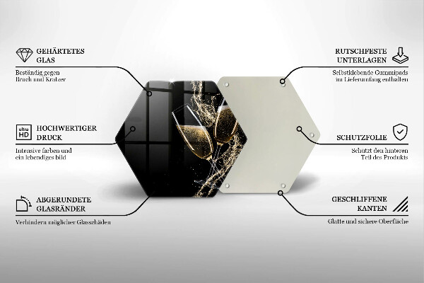 Skleněná krájecí deska Sklenice šampaňského