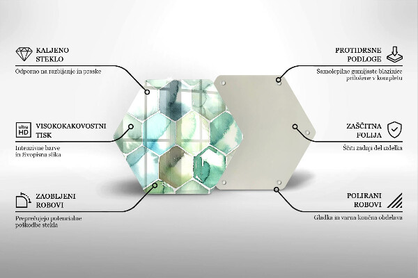 Skleněná deska do kuchyně Akvarel šestiúhelníky