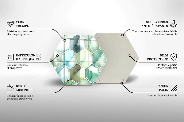 Skleněná deska do kuchyně Akvarel šestiúhelníky