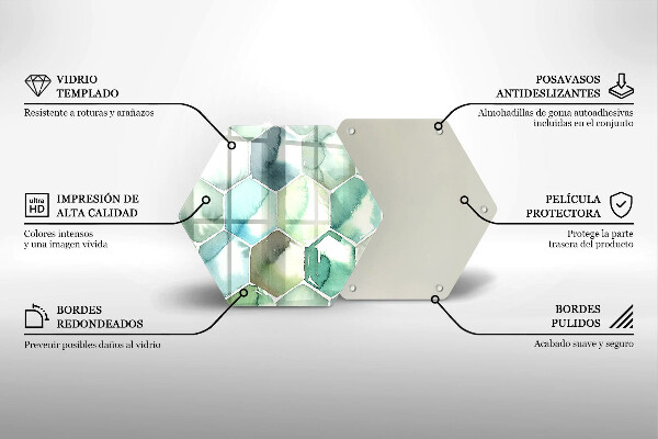 Skleněná deska do kuchyně Akvarel šestiúhelníky