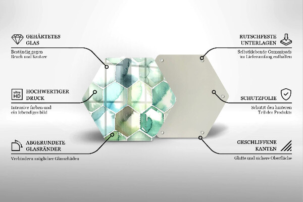 Skleněná deska do kuchyně Akvarel šestiúhelníky