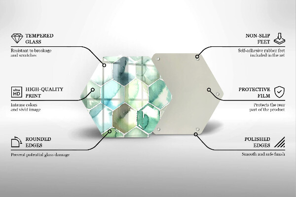 Skleněná deska do kuchyně Akvarel šestiúhelníky
