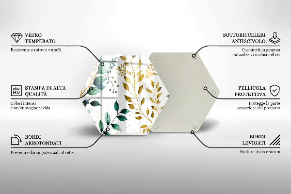 Skleněná deska do kuchyně Zelené a zlaté listy